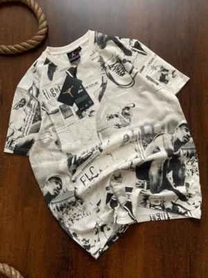 Men's Air Jordan Graphic Print Oversized T-Shirt – Retro Sports Collage Design
