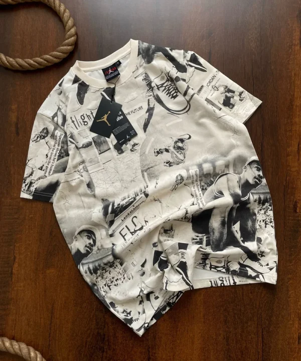 Men's Air Jordan Graphic Print Oversized T-Shirt – Retro Sports Collage Design