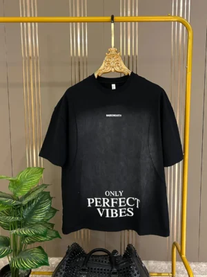 Men’s Black “Only Perfect Vibes” Graphic T-Shirt – Streetwear Statement