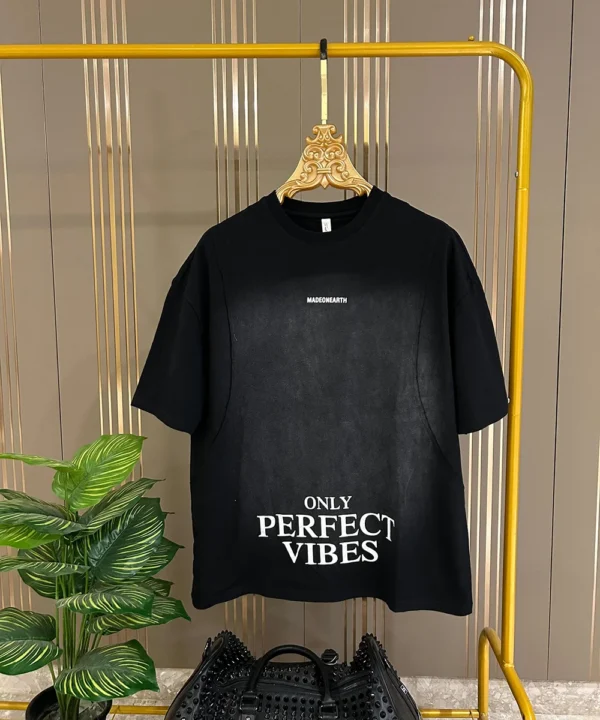 Men’s Black “Only Perfect Vibes” Graphic T-Shirt – Streetwear Statement