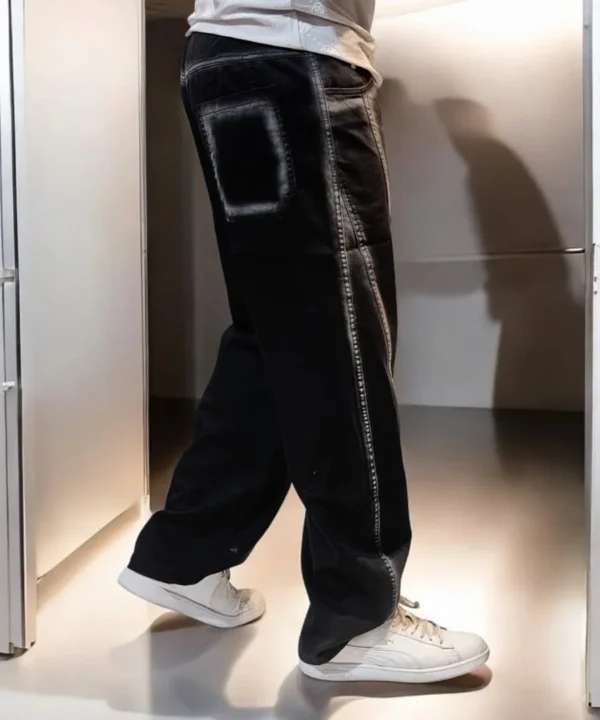 Men's Black Oversized Denim Jogger Pants – Relaxed Urban Streetwear - Image 2