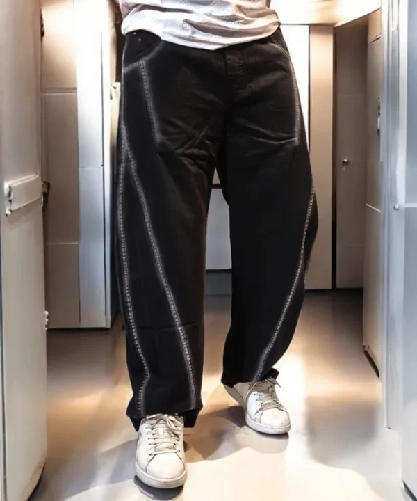 Men's Black Oversized Denim Jogger Pants – Relaxed Urban Streetwear