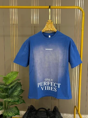 Men’s Blue “Only Perfect Vibes” Graphic T-Shirt – Casual Street Style
