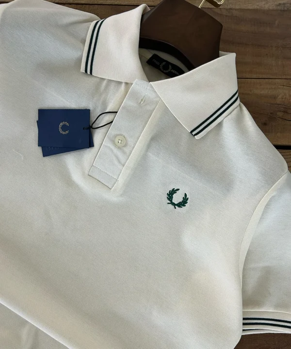 Men's Classic White Polo T-Shirt with Contrast Tipping – Casual Elegance - Image 2