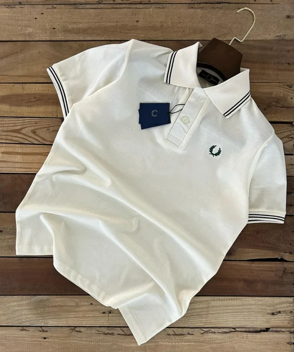 Men's Classic White Polo T-Shirt with Contrast Tipping – Casual Elegance