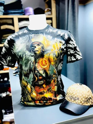 Men's Dark Graphic Printed Round Neck T-Shirt – Edgy Streetwear Style