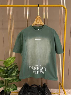Men’s Green “Only Perfect Vibes” Graphic T-Shirt – Urban Casual Style