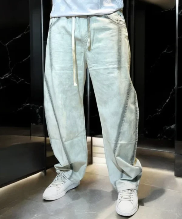 Men's Light-Wash Oversized Denim Jogger Pants – Relaxed Streetwear Fit - Image 3