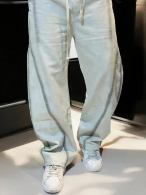Men's Light-Wash Oversized Denim Jogger Pants – Relaxed Streetwear Fit