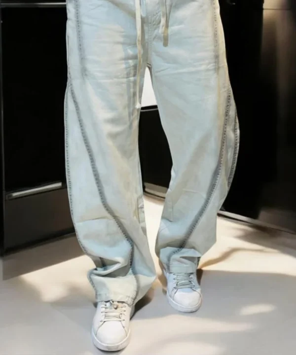 Men's Light-Wash Oversized Denim Jogger Pants – Relaxed Streetwear Fit