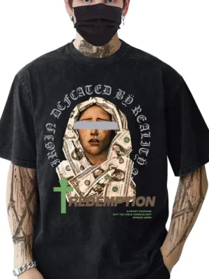 Men’s Oversized "Redemption Reality" Graphic Streetwear T-Shirt