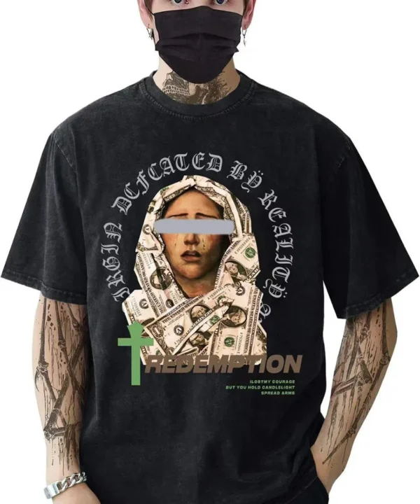 Men’s Oversized "Redemption Reality" Graphic Streetwear T-Shirt
