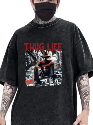 Men’s Oversized "THUG LIFE" Graphic Streetwear T-Shirt