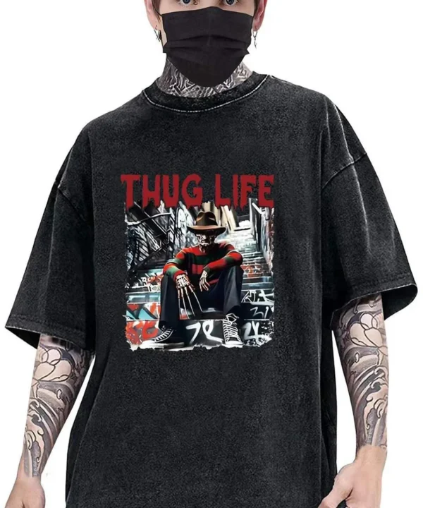 Men’s Oversized "THUG LIFE" Graphic Streetwear T-Shirt