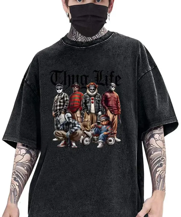 Men’s Oversized "THUG LIFE Villains" Graphic Streetwear T-Shirt