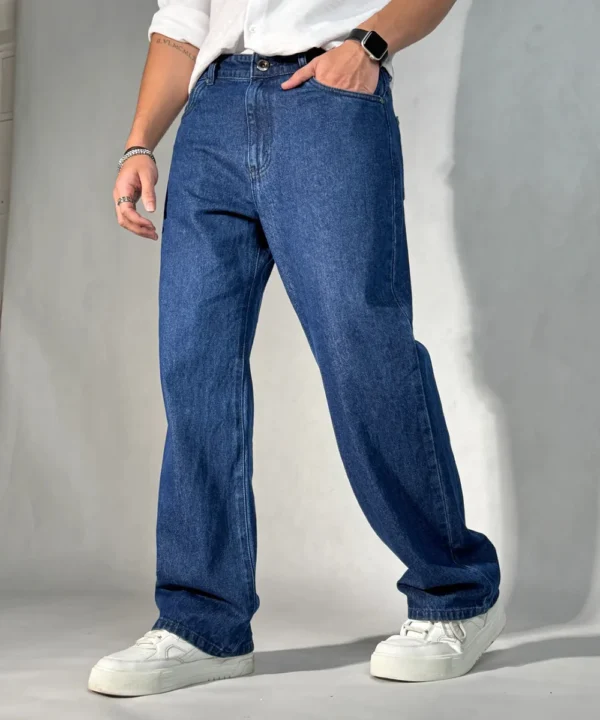 Men’s Relaxed Fit Straight-Leg Denim Jeans – Classic Blue