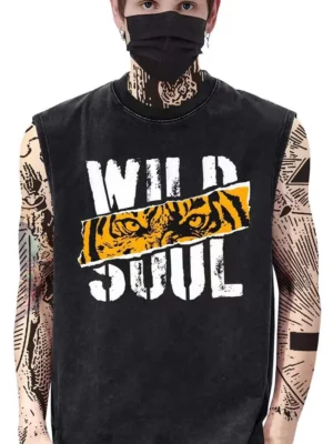 Men’s Sleeveless “WILD SOUL” Graphic Muscle Tank – Streetwear