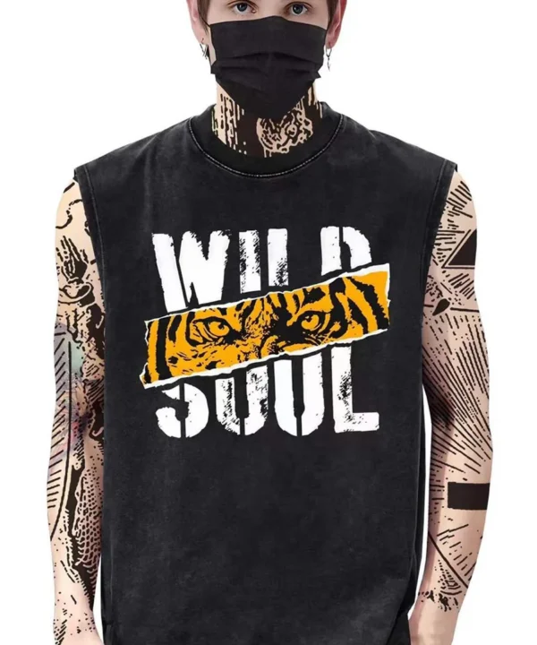 Men’s Sleeveless “WILD SOUL” Graphic Muscle Tank – Streetwear