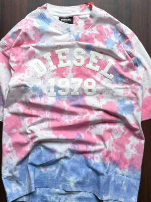 Men's Tie-Dye "Diesel 1978" Printed Oversized T-Shirt – Casual Streetwear