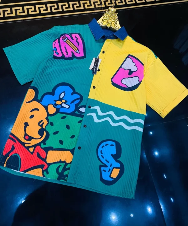 Pop-Art Cartoon Inspired Half-Sleeve Shirt – Multicolor