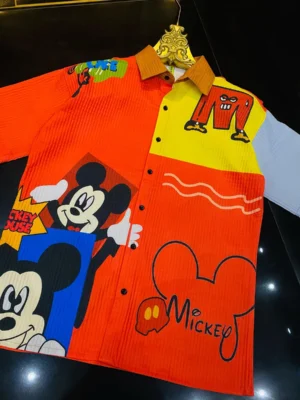 Vibrant Cartoon-Inspired Pop Art Shirt – Red & Multicolor