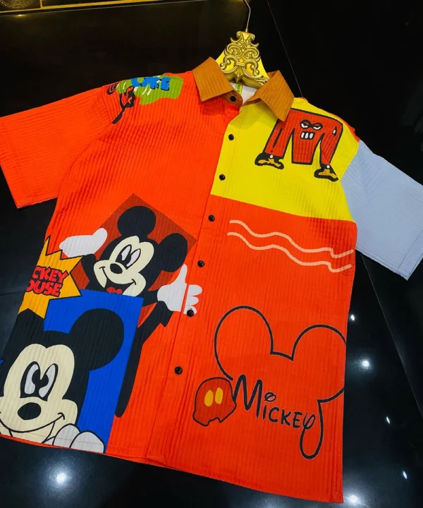Vibrant Cartoon-Inspired Pop Art Shirt – Red & Multicolor