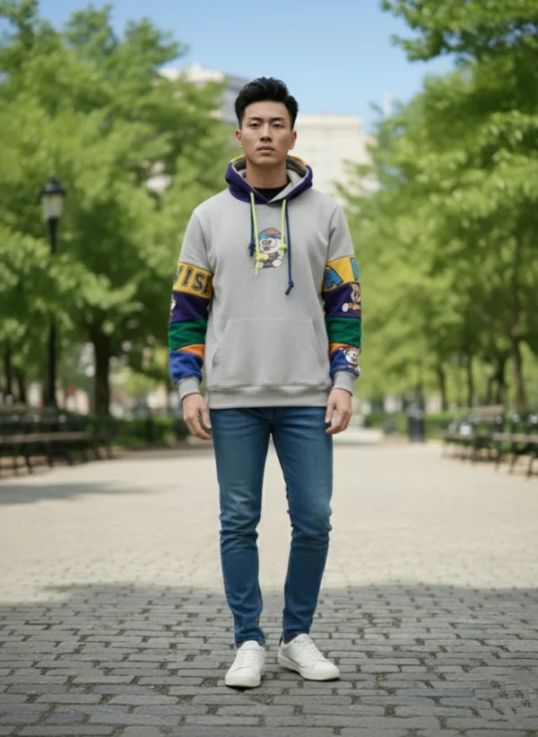 Men’s Colorblock Graphic Streetwear Hoodie - Image 2