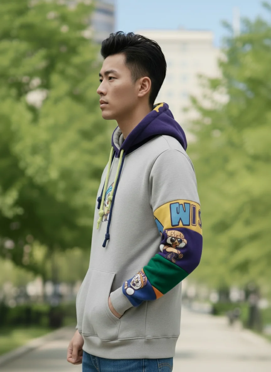 Men’s Colorblock Graphic Streetwear Hoodie - Image 4