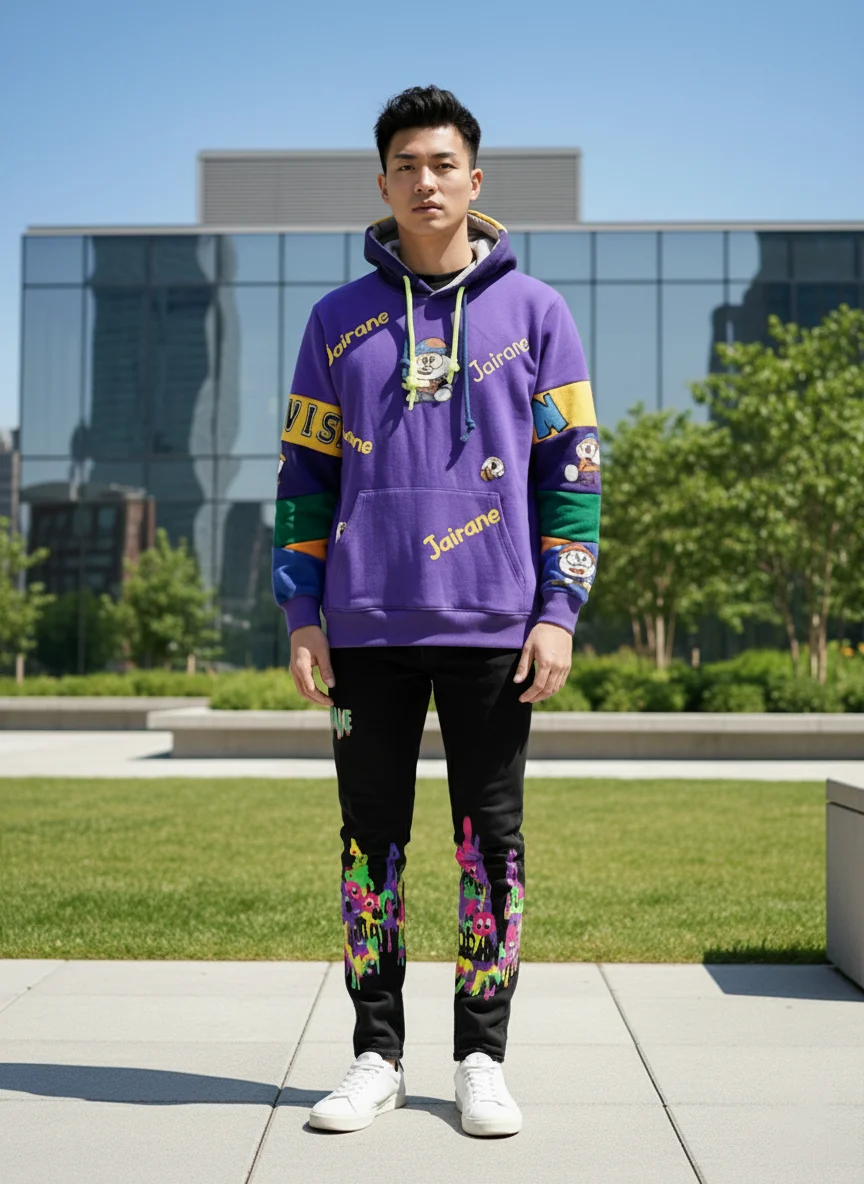 Men’s Vibrant Graphic Streetwear Hoodie & Pants Set