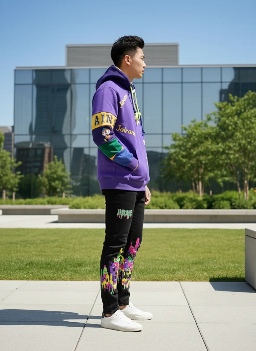 Men’s Vibrant Graphic Streetwear Hoodie & Pants Set - Image 2