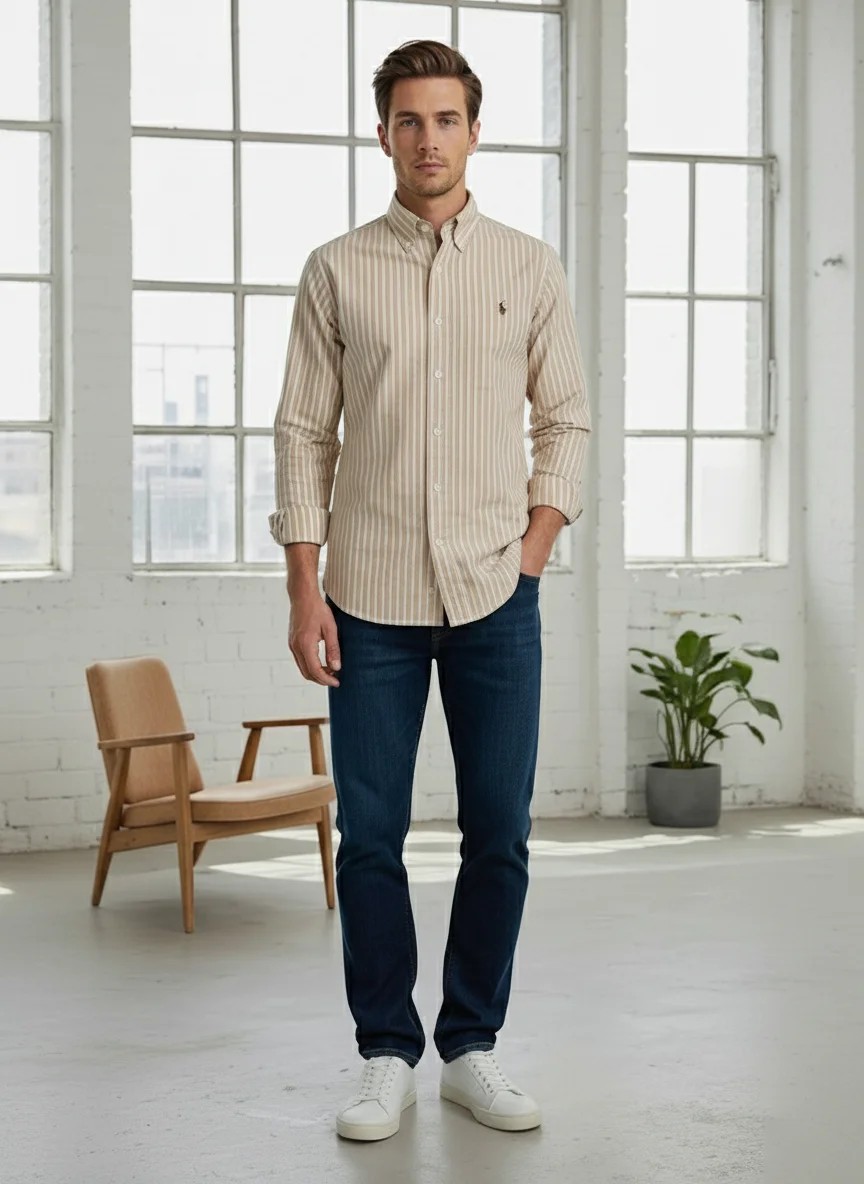 Men’s Classic Striped Button Down Shirt - Image 4