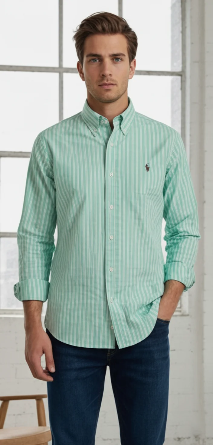 Men’s Classic Striped Button Down Shirt - Image 20