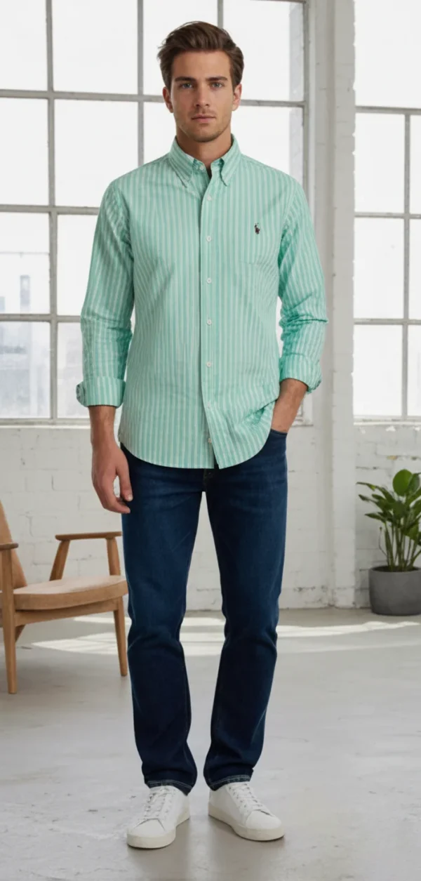 Men’s Classic Striped Button Down Shirt - Image 17