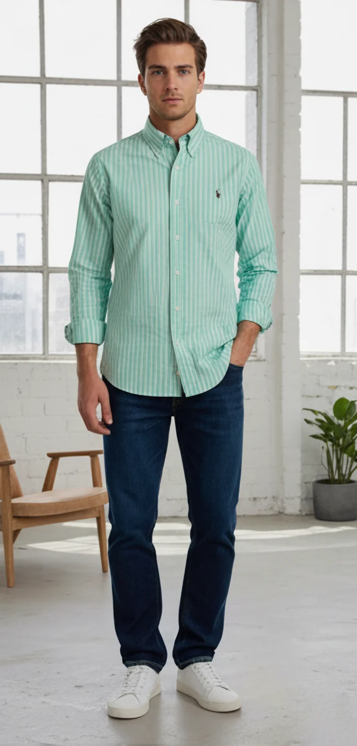 Men’s Classic Striped Button Down Shirt - Image 17