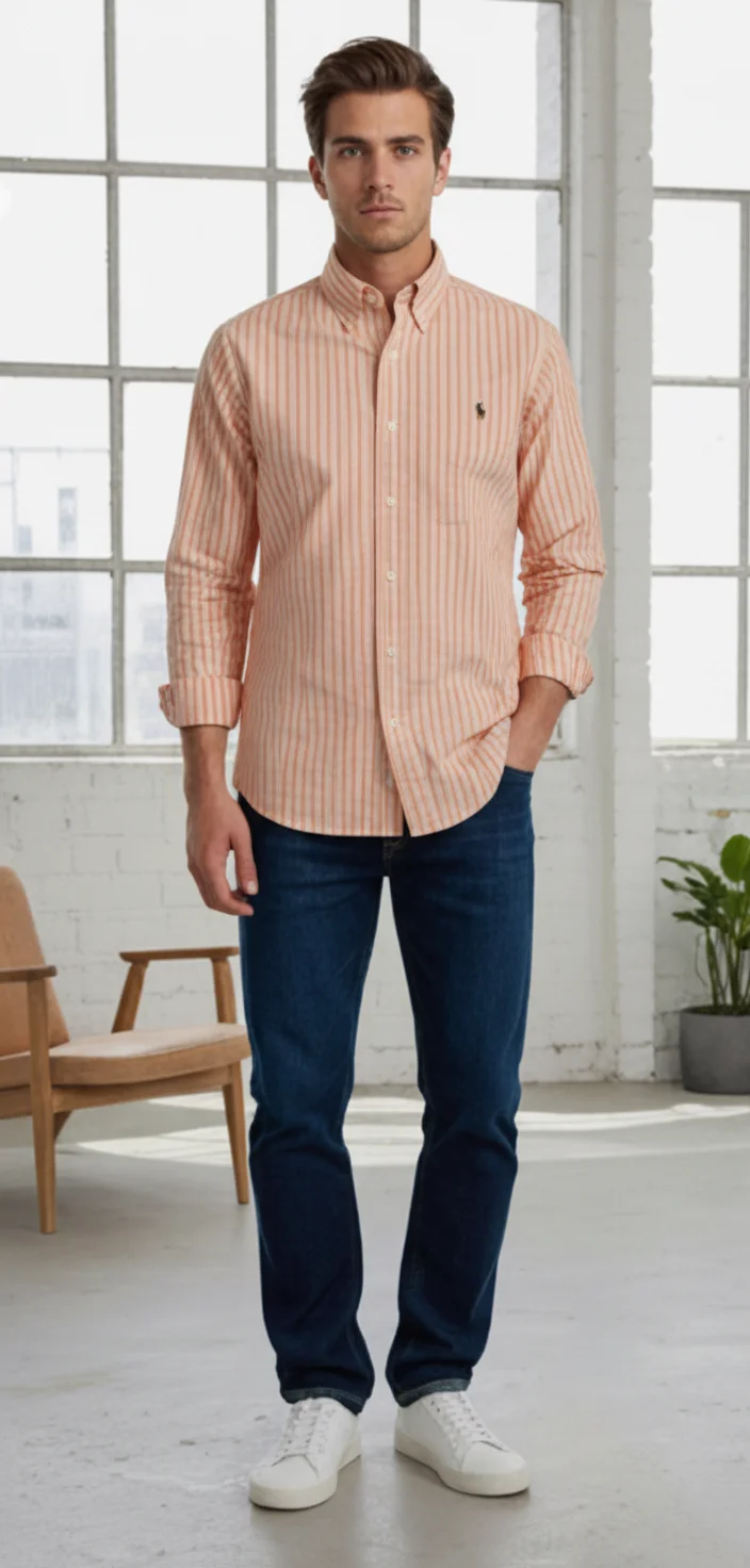 Men’s Classic Striped Button Down Shirt - Image 13