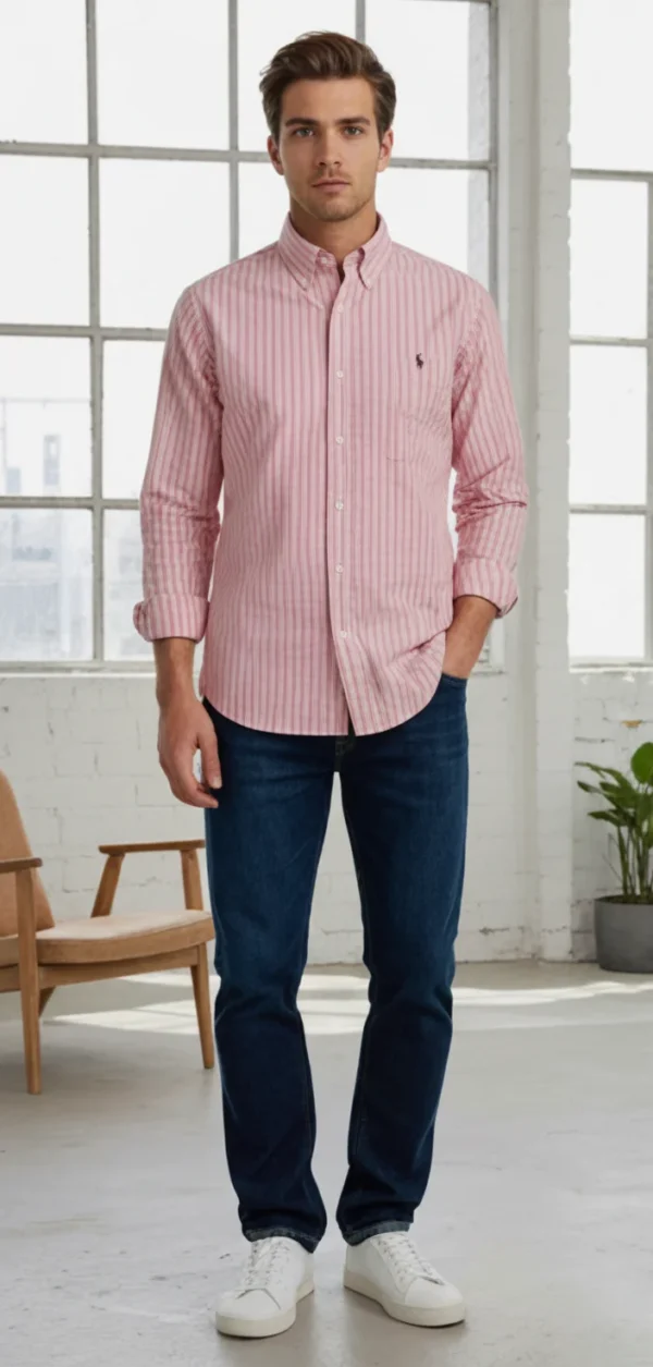 Men’s Classic Striped Button Down Shirt - Image 9