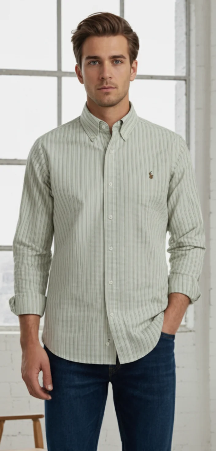 Men’s Classic Striped Button Down Shirt - Image 8