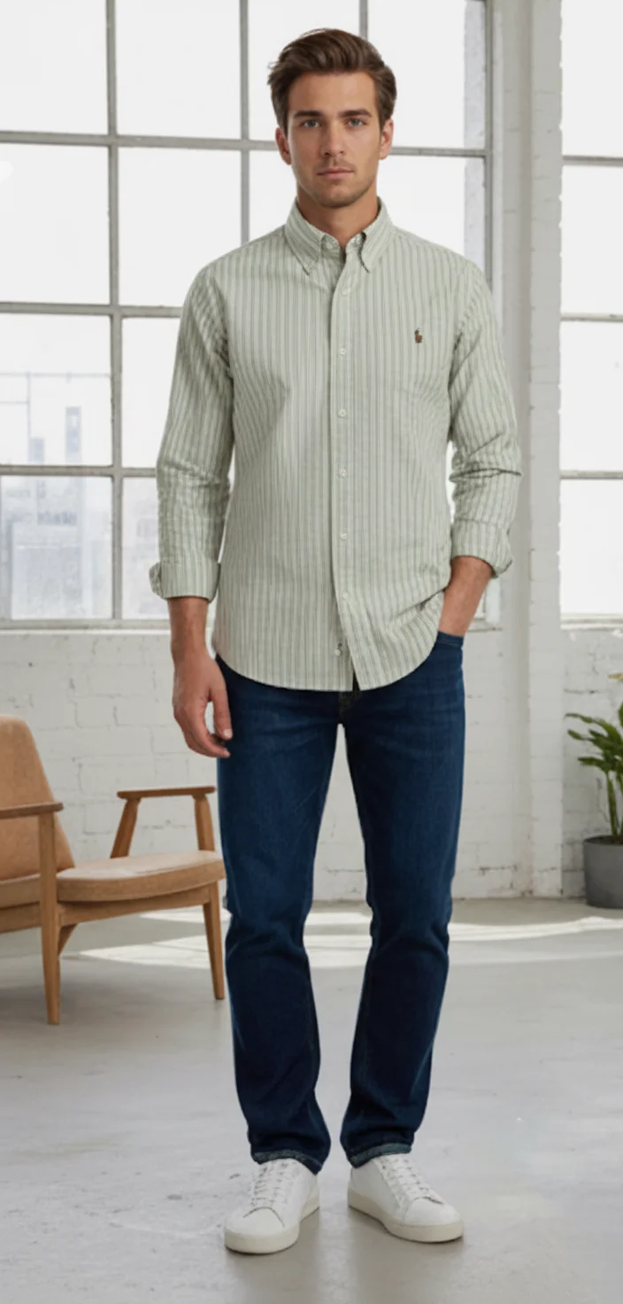 Men’s Classic Striped Button Down Shirt - Image 5