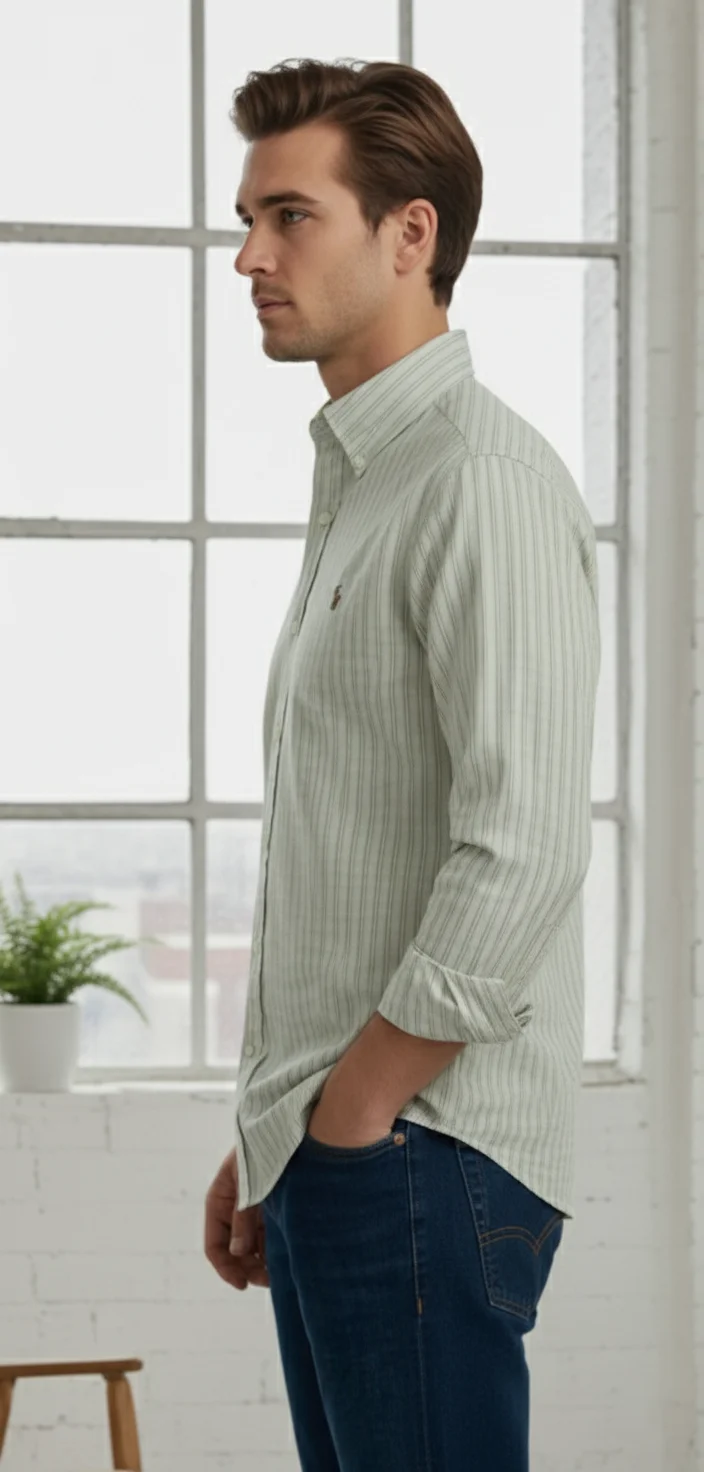 Men’s Classic Striped Button Down Shirt - Image 7