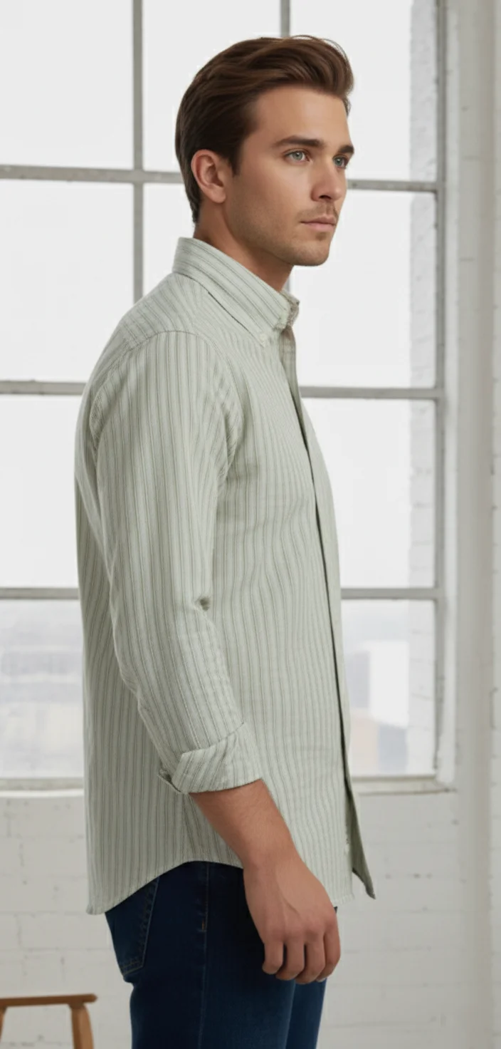 Men’s Classic Striped Button Down Shirt - Image 6